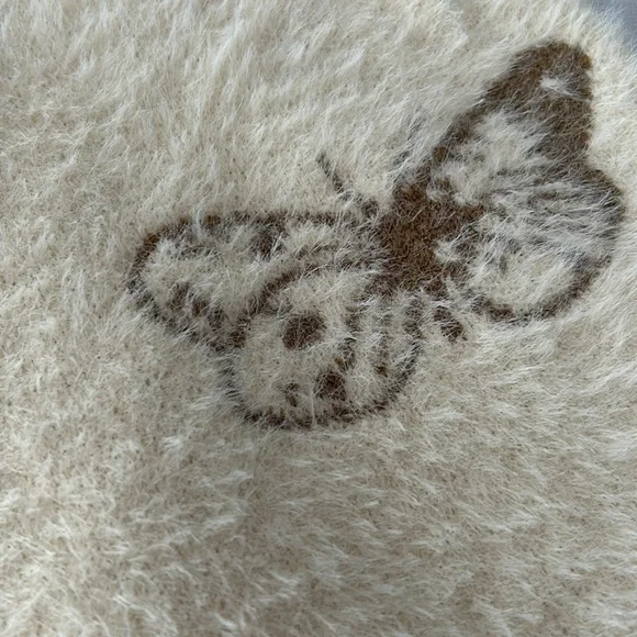 Sioni Butterfly Print Cream & Brown Mock Neck Sweater New With Tag Extra Large - Picture 4 of 16